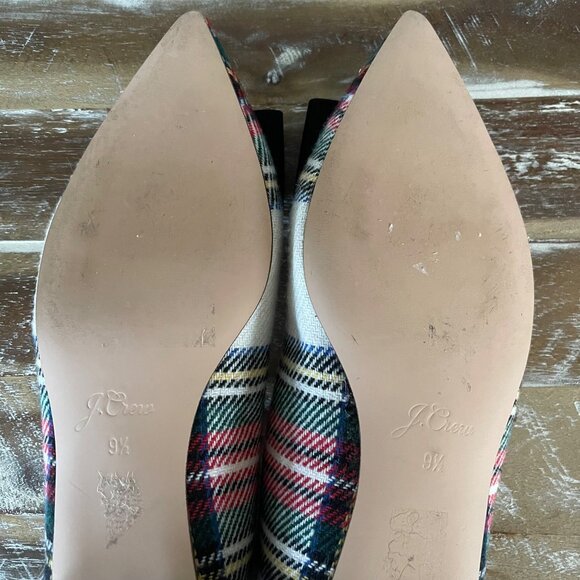 J Crew Women Flats Size 9.5 Tartan Plaid Bow Preppy Holiday Academia Classic - Picture 9 of 10